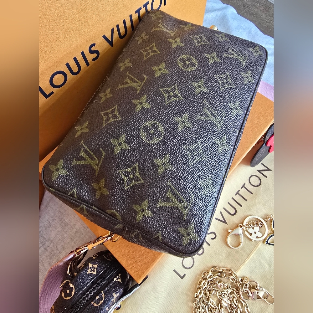 💚Vintage Louis Vuitton Monogram Brown Women's Crossbody Trousse 23 Pouch Bag💚 - Picture 11 of 17
